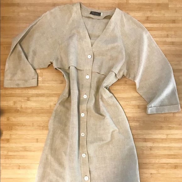 Regina Dresses & Skirts - Linen duster/dress in cream/gray gorgeous color 👗